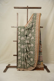 Green White HBP Cotton Saree - SRGWCS2734