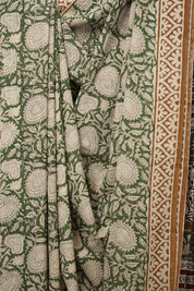 Green White HBP Cotton Saree - SRGWCS2734