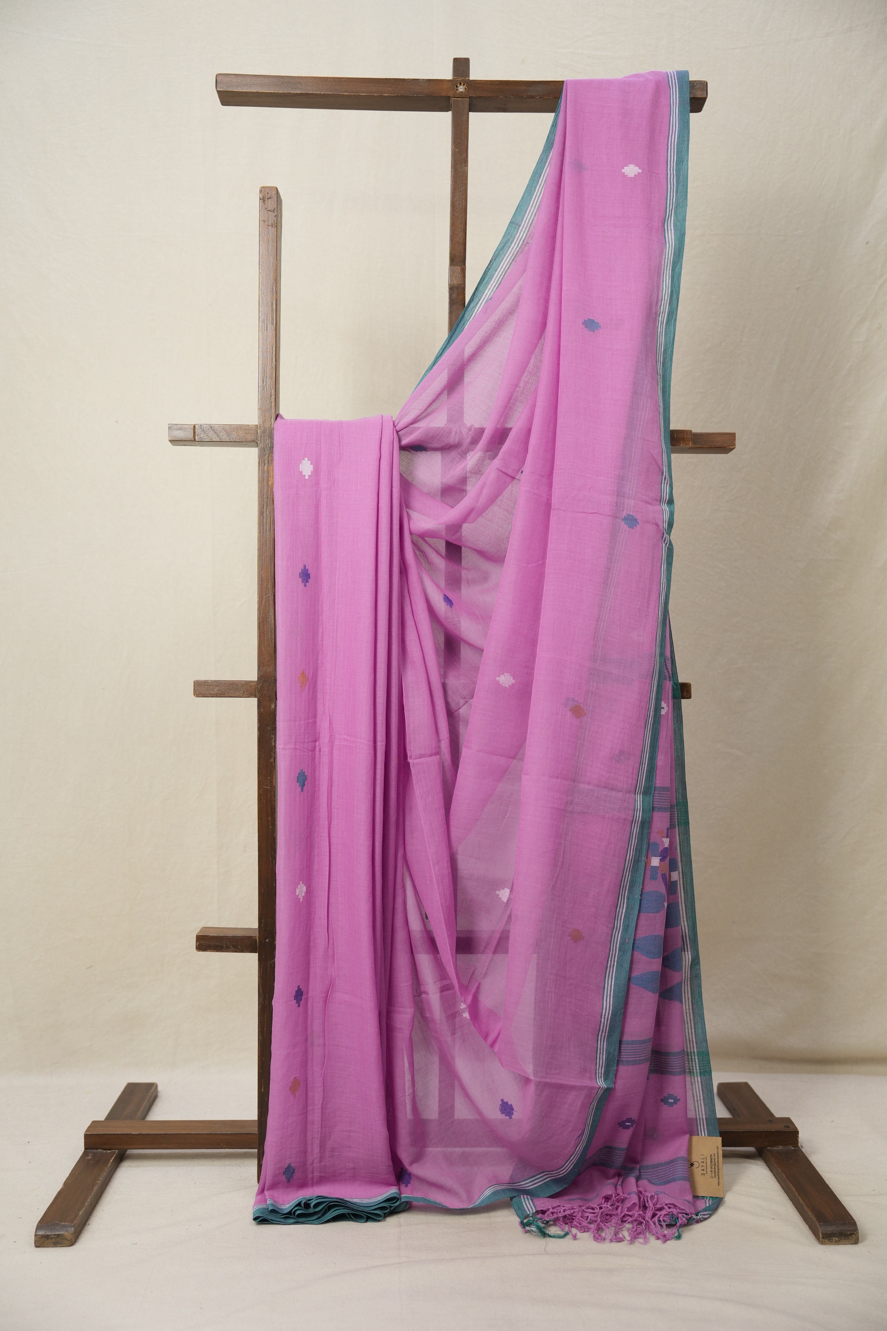 Lavender Magenta Bengal Mul Cotton Saree - SRLMBMCS030