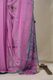 Lavender Magenta Bengal Mul Cotton Saree - SRLMBMCS030