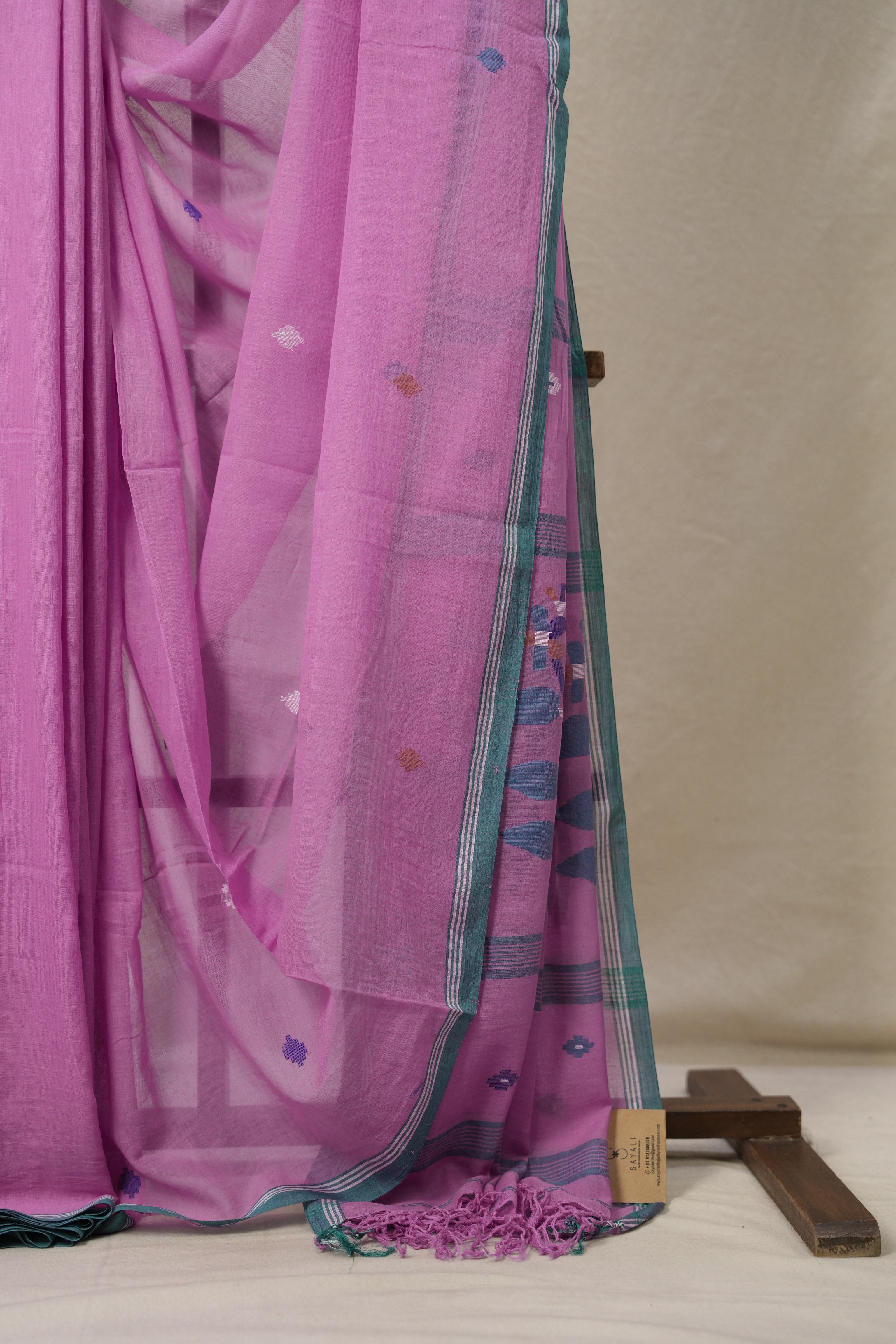 Lavender Magenta Bengal Mul Cotton Saree - SRLMBMCS030