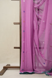 Lavender Magenta Bengal Mul Cotton Saree - SRLMBMCS030
