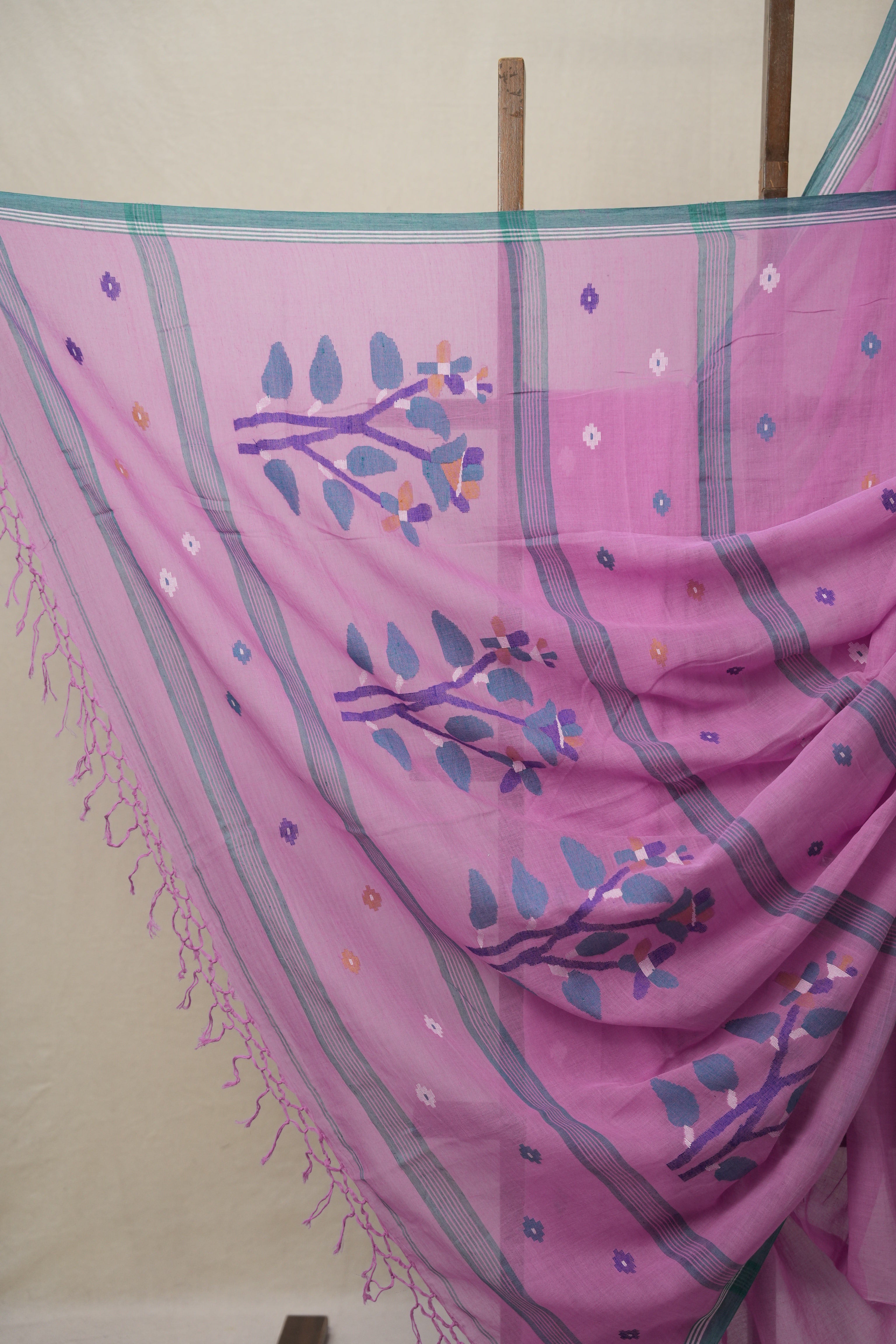 Lavender Magenta Bengal Mul Cotton Saree - SRLMBMCS030