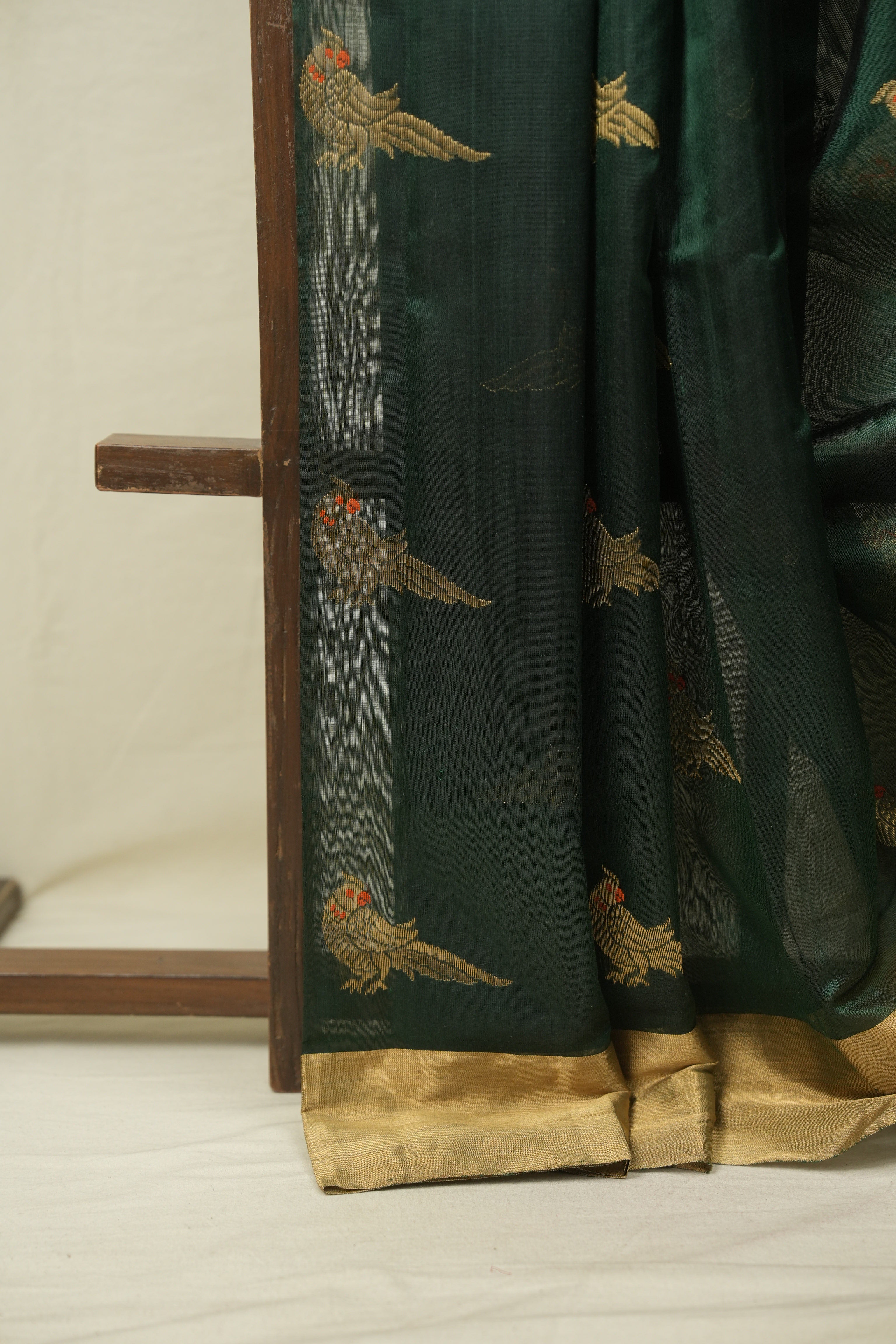 Green Chanderi Silk Saree - SRGCSS536