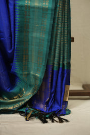 Blue Raw Silk Saree - SRBRSS1136