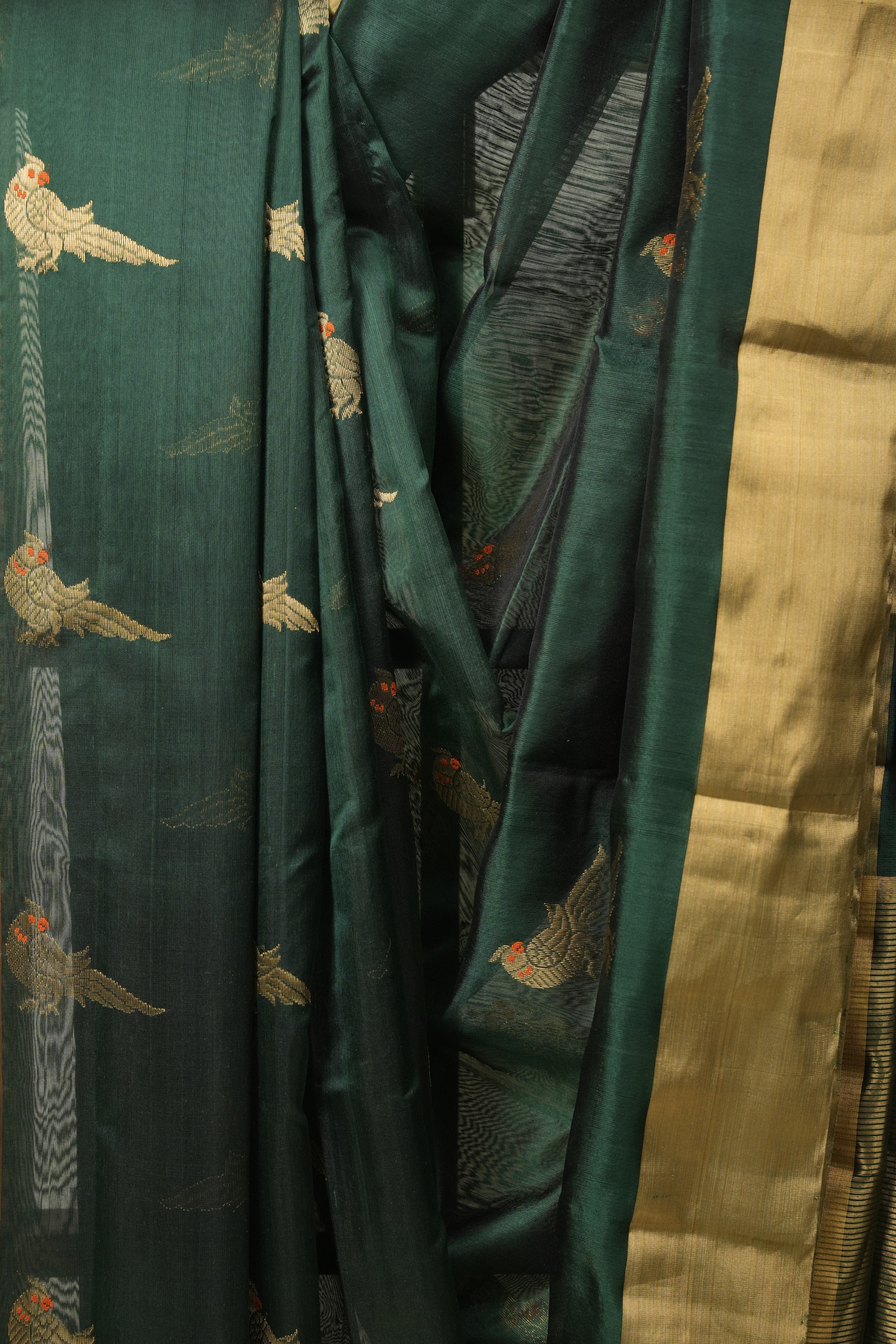 Green Chanderi Silk Saree - SRGCSS536