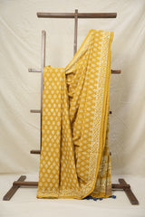 Turmeric Yellow HBP Cotton Saree - SRMYCS3008