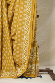 Turmeric Yellow HBP Cotton Saree - SRMYCS3008
