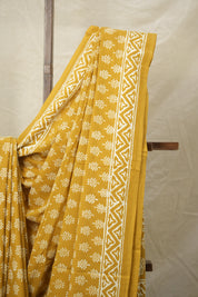 Turmeric Yellow HBP Cotton Saree - SRMYCS3008