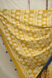 Turmeric Yellow HBP Cotton Saree - SRMYCS3008