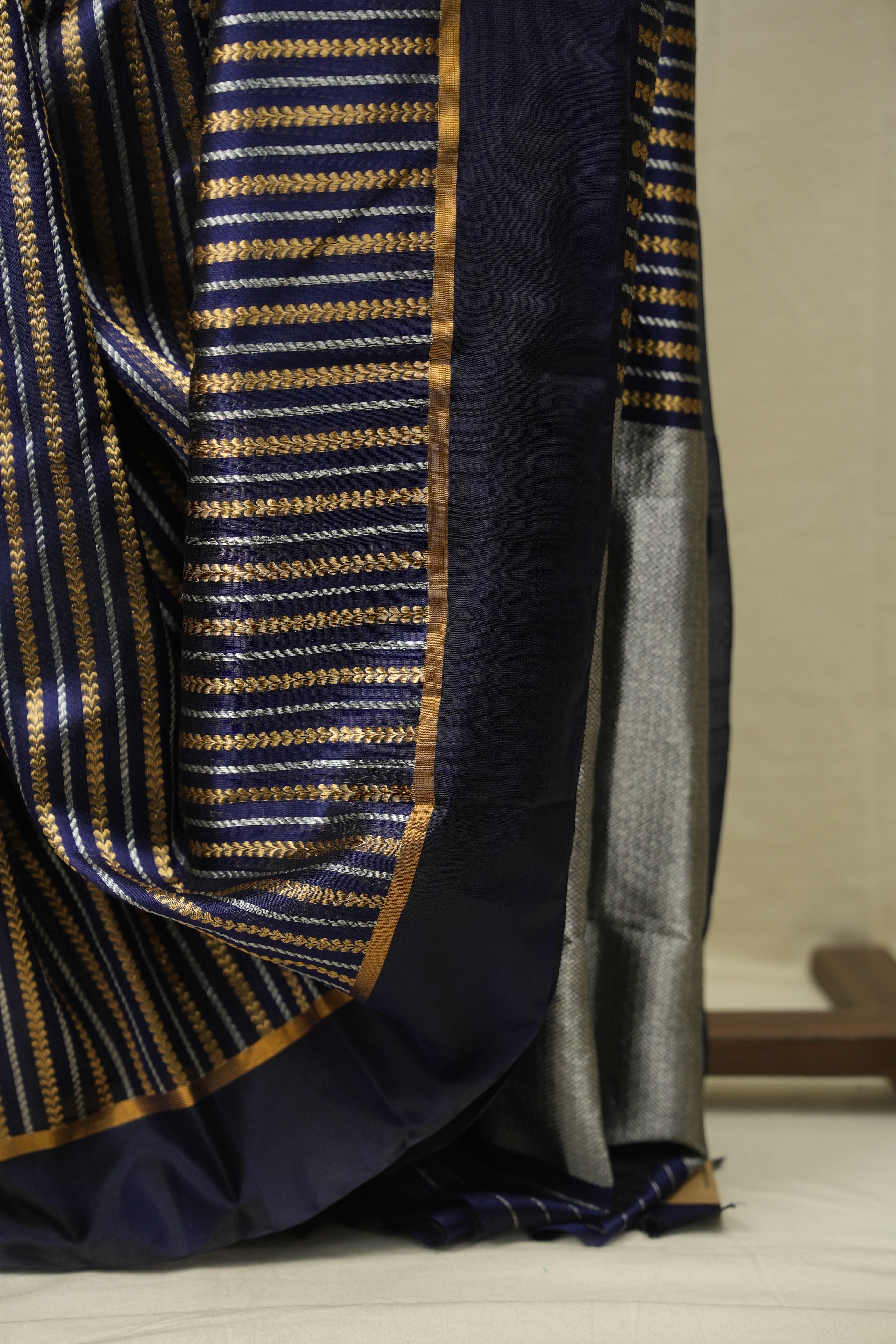 Navy Blue Chanderi Silk Saree - SRNBCSS542