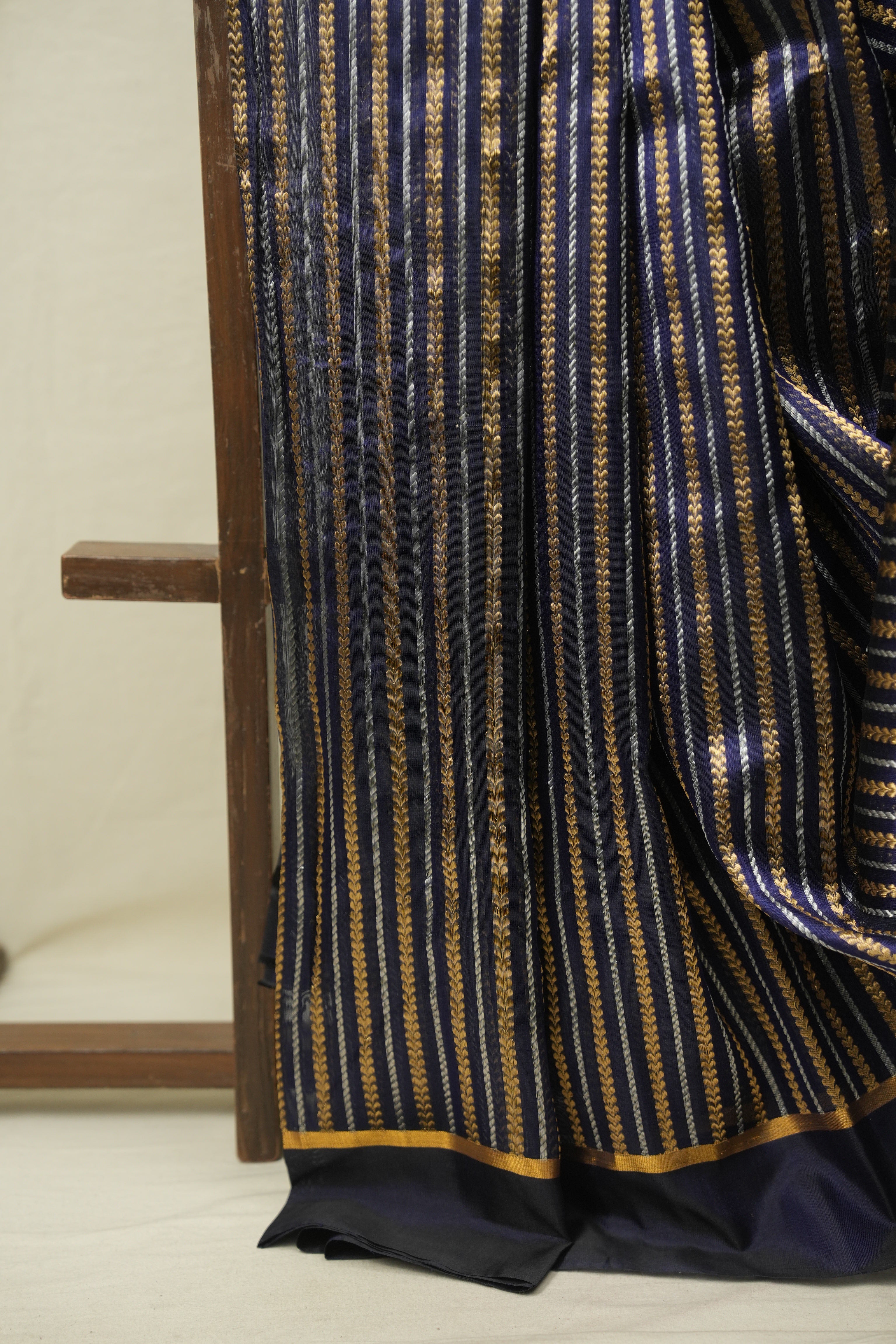 Navy Blue Chanderi Silk Saree - SRNBCSS542