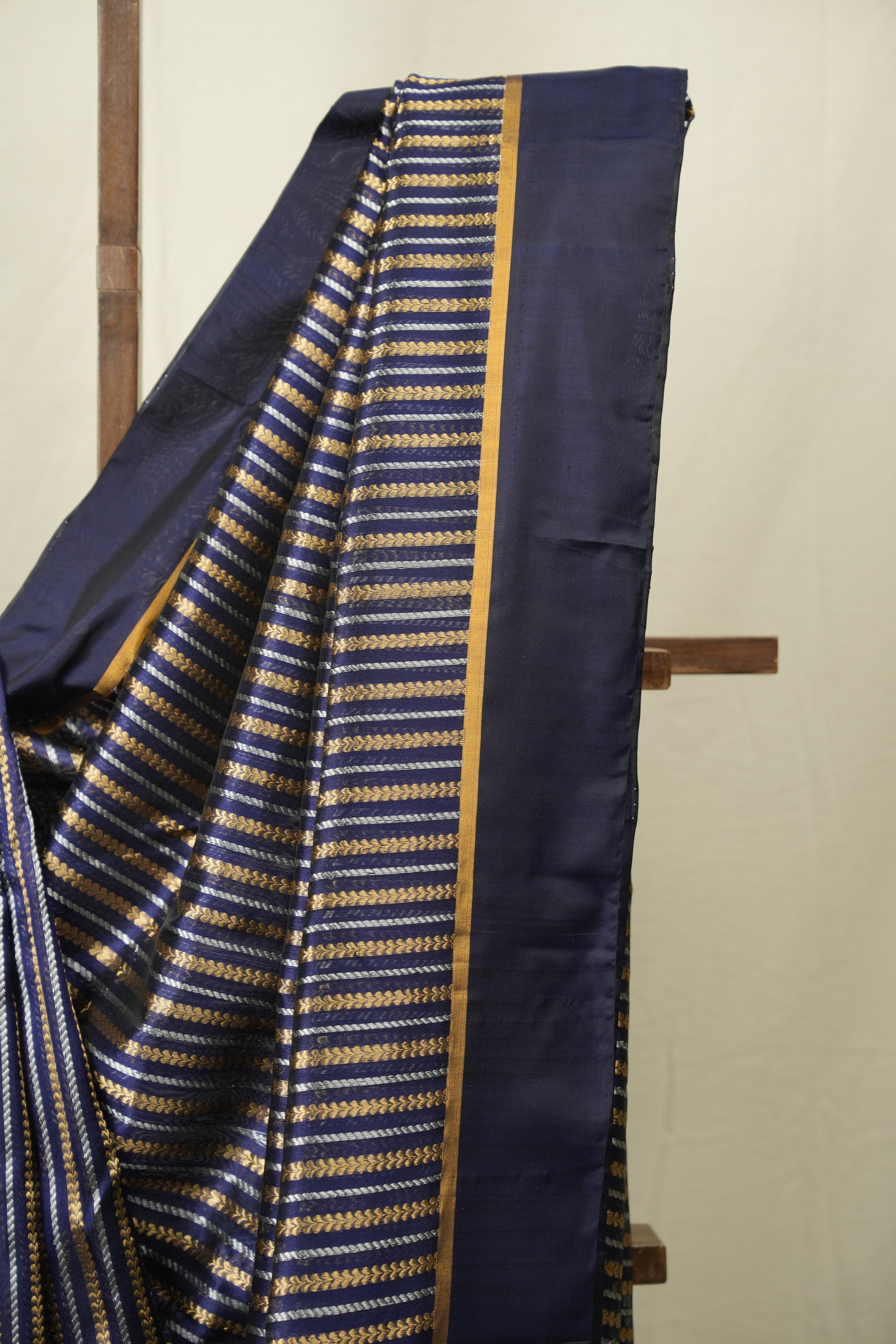 Navy Blue Chanderi Silk Saree - SRNBCSS542