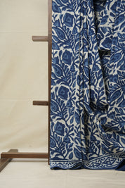 White Blue Indigo HBP Cotton Saree - SRWBICS2739