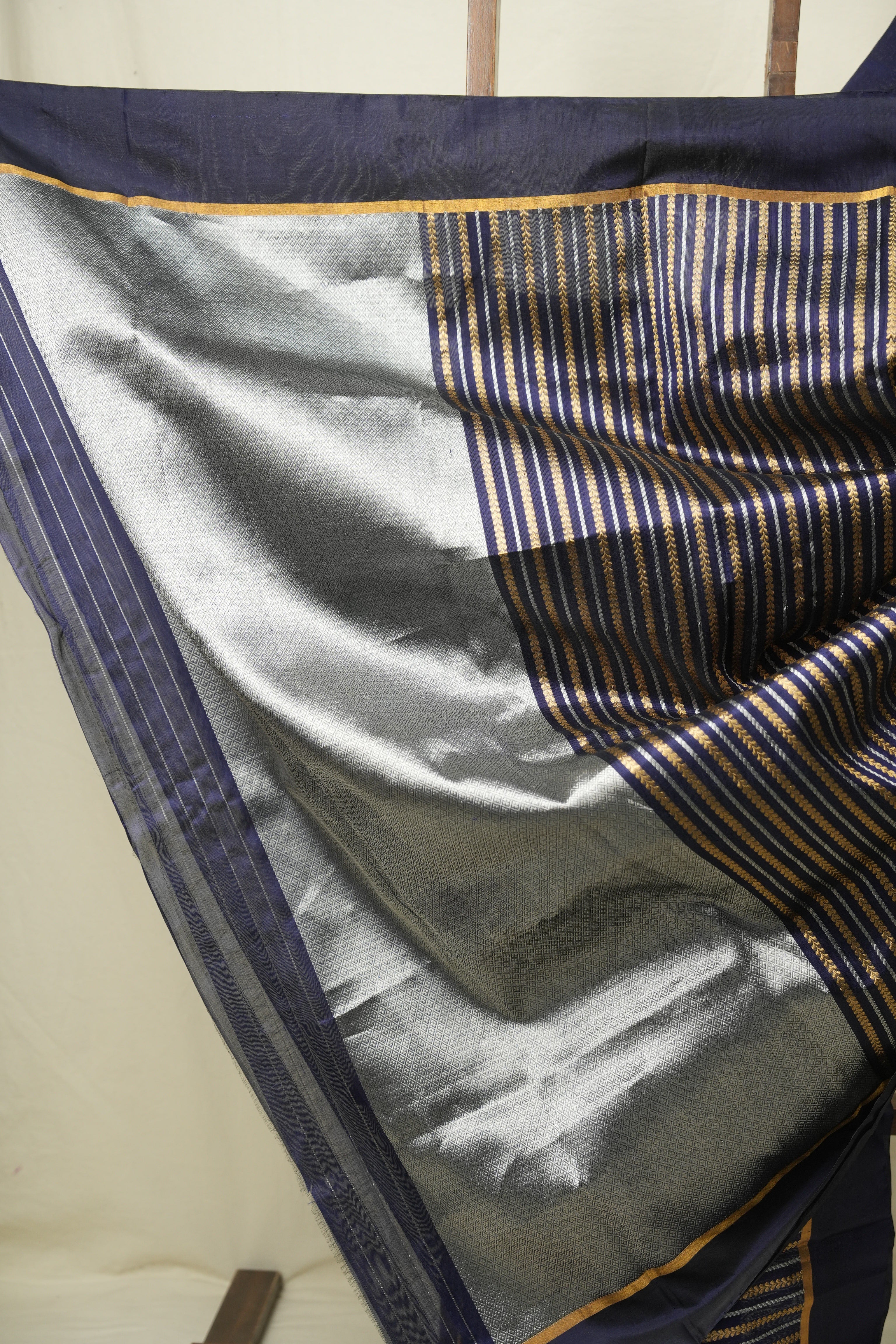 Navy Blue Chanderi Silk Saree - SRNBCSS542