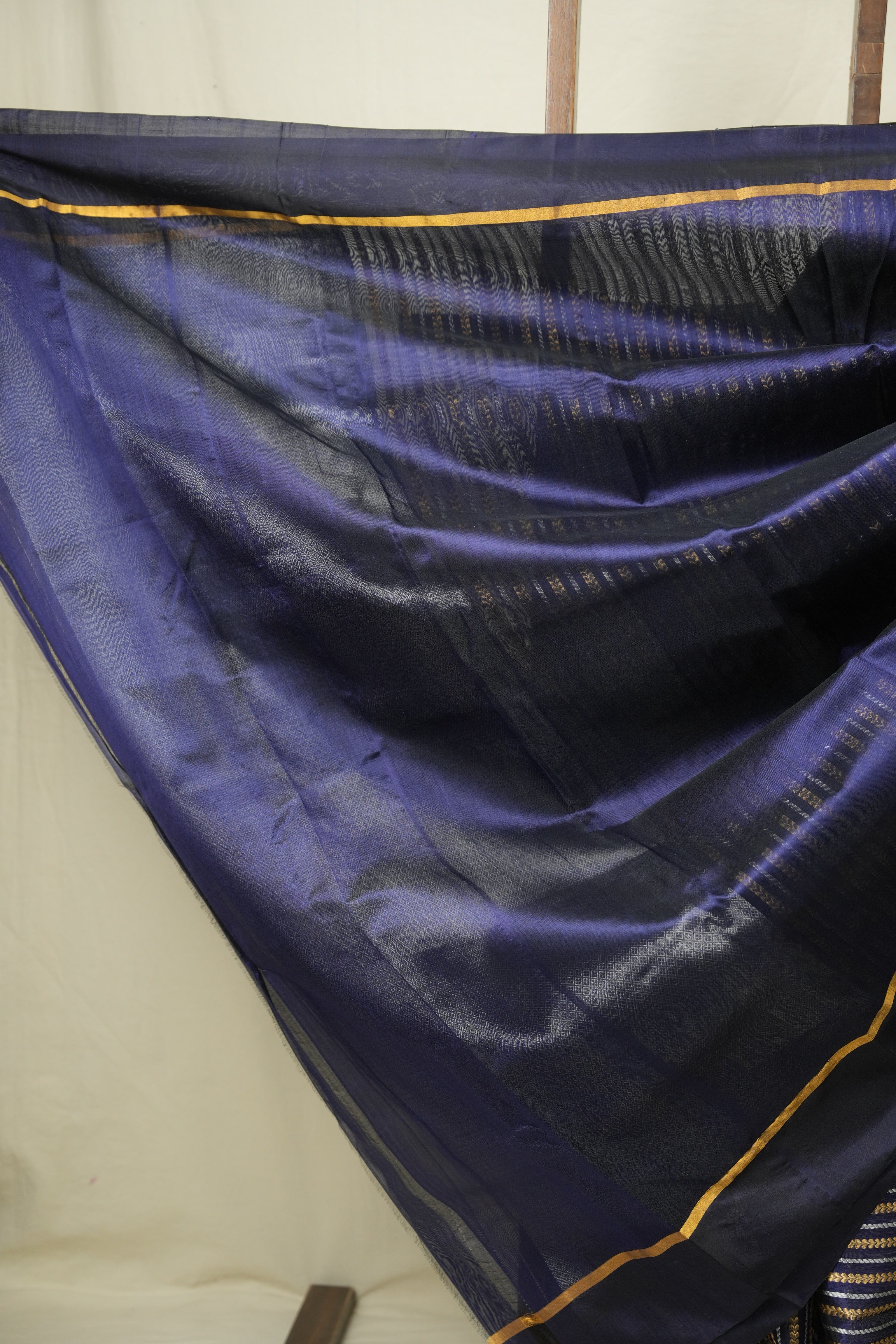 Navy Blue Chanderi Silk Saree - SRNBCSS542