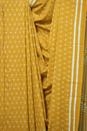 Turmeric Yellow Blue HBP Cotton Saree - SRTYCS2994
