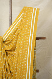 Turmeric Yellow Blue HBP Cotton Saree - SRTYCS2994