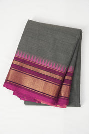 Dark Grey Kanchi Cotton Saree - SRDGKCS1044