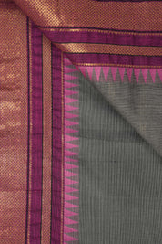 Dark Grey Kanchi Cotton Saree - SRDGKCS1044