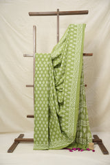 Mehndi Green  Blue HBP Cotton Saree - SRMGCS2993