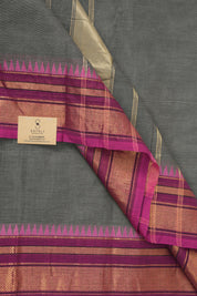 Dark Grey Kanchi Cotton Saree - SRDGKCS1044