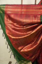 Green Raw Silk Saree - SRGRSS1138