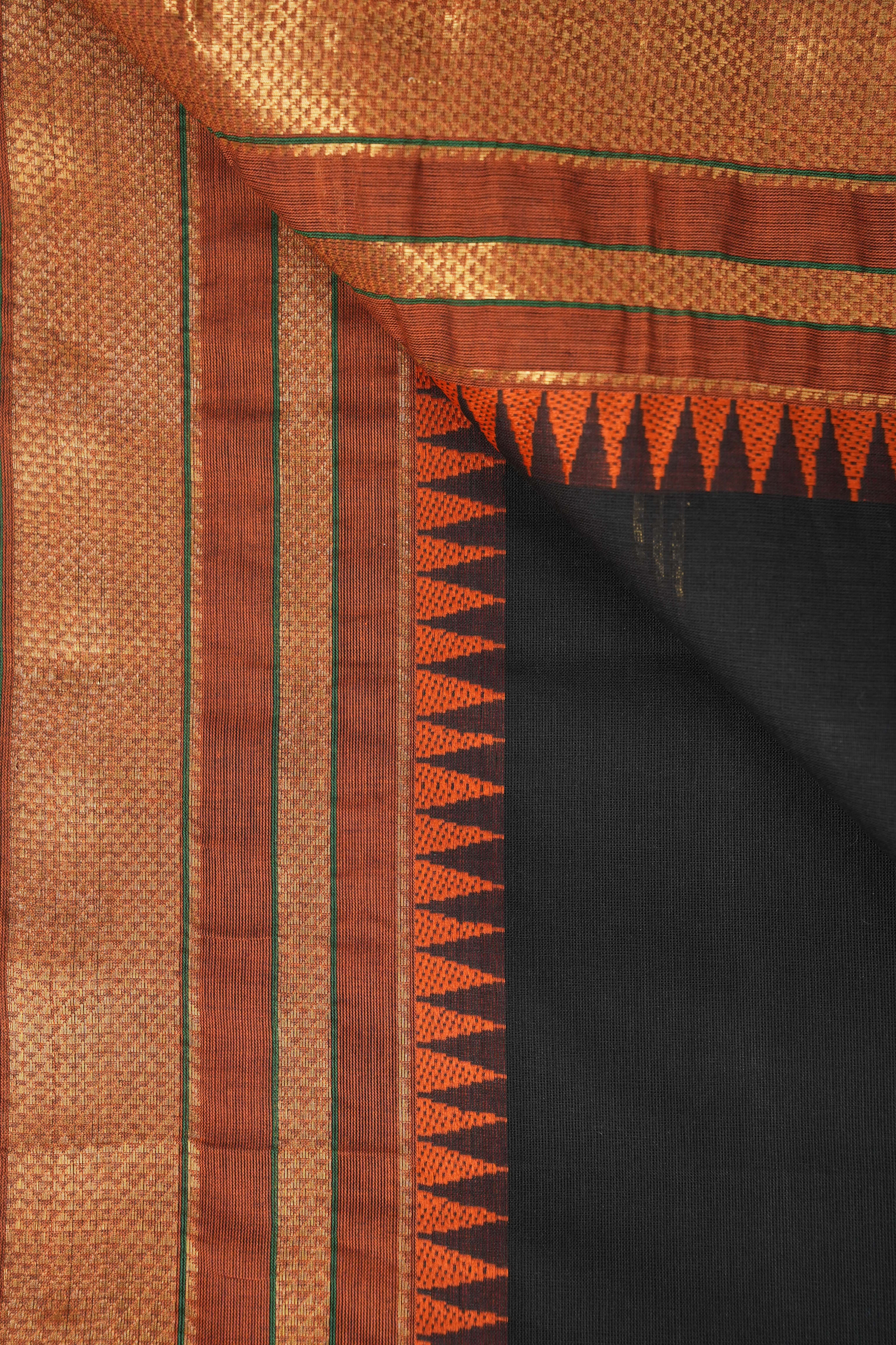 Black Kanchi Cotton Saree - SRBKCS1007