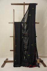 Black Bengal Mul Cotton Saree - SRBBMCS031