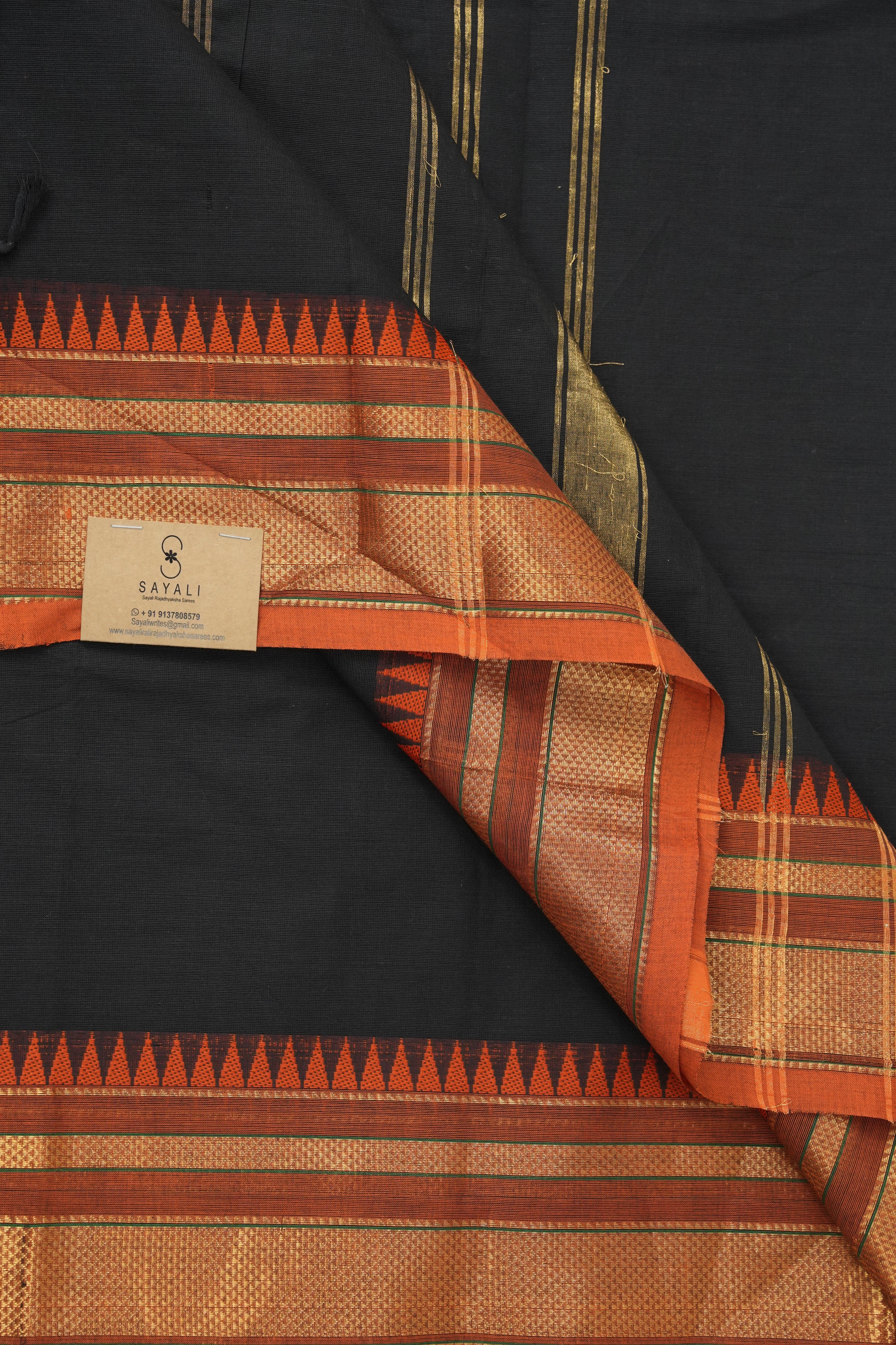 Black Kanchi Cotton Saree - SRBKCS1007