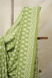 Mehndi Green  Blue HBP Cotton Saree - SRMGCS2993