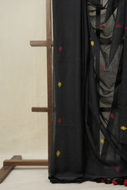 Black Bengal Mul Cotton Saree - SRBBMCS031