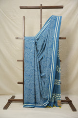Ice Blue Blue HBP Cotton Saree - SRIBCS2992