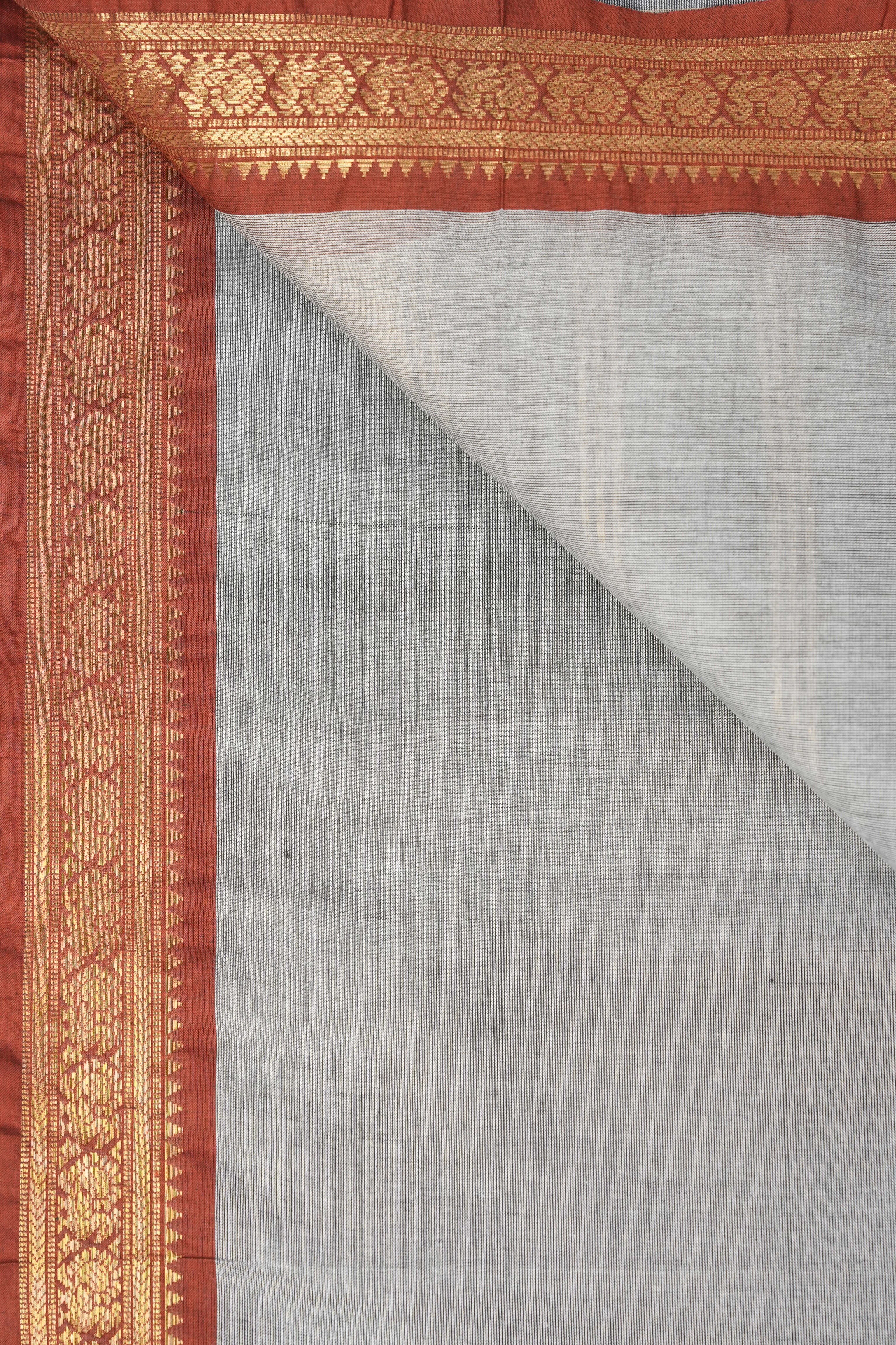 Cloud Grey Kanchi Cotton Saree - SRCGKCS1006