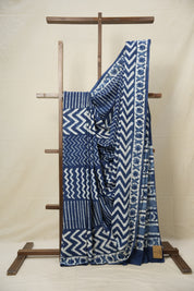 White Light Indigo HBP Cotton Saree - SRWLICS2737