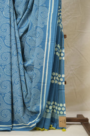 Ice Blue Blue HBP Cotton Saree - SRIBCS2992