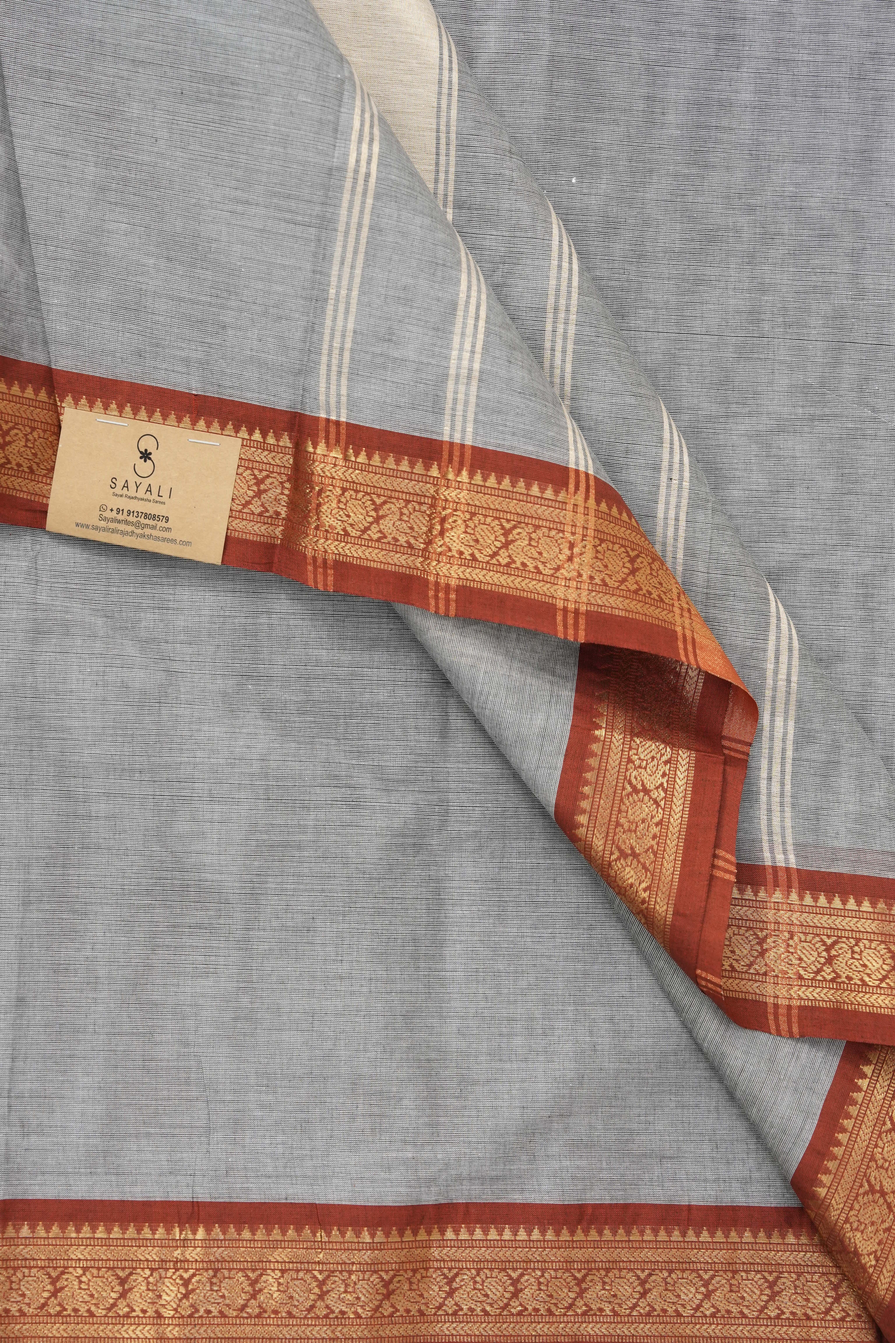 Cloud Grey Kanchi Cotton Saree - SRCGKCS1006