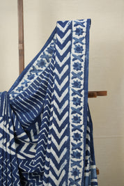 White Light Indigo HBP Cotton Saree - SRWLICS2737