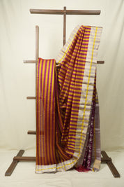 Red - Mustard Chanderi Silk Saree - SRRMCSS540