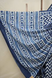 White Light Indigo HBP Cotton Saree - SRWLICS2737
