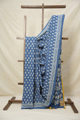 Indigo Blue HBP Cotton Saree - SRIBCS2991