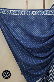 White Light Indigo HBP Cotton Saree - SRWLICS2737