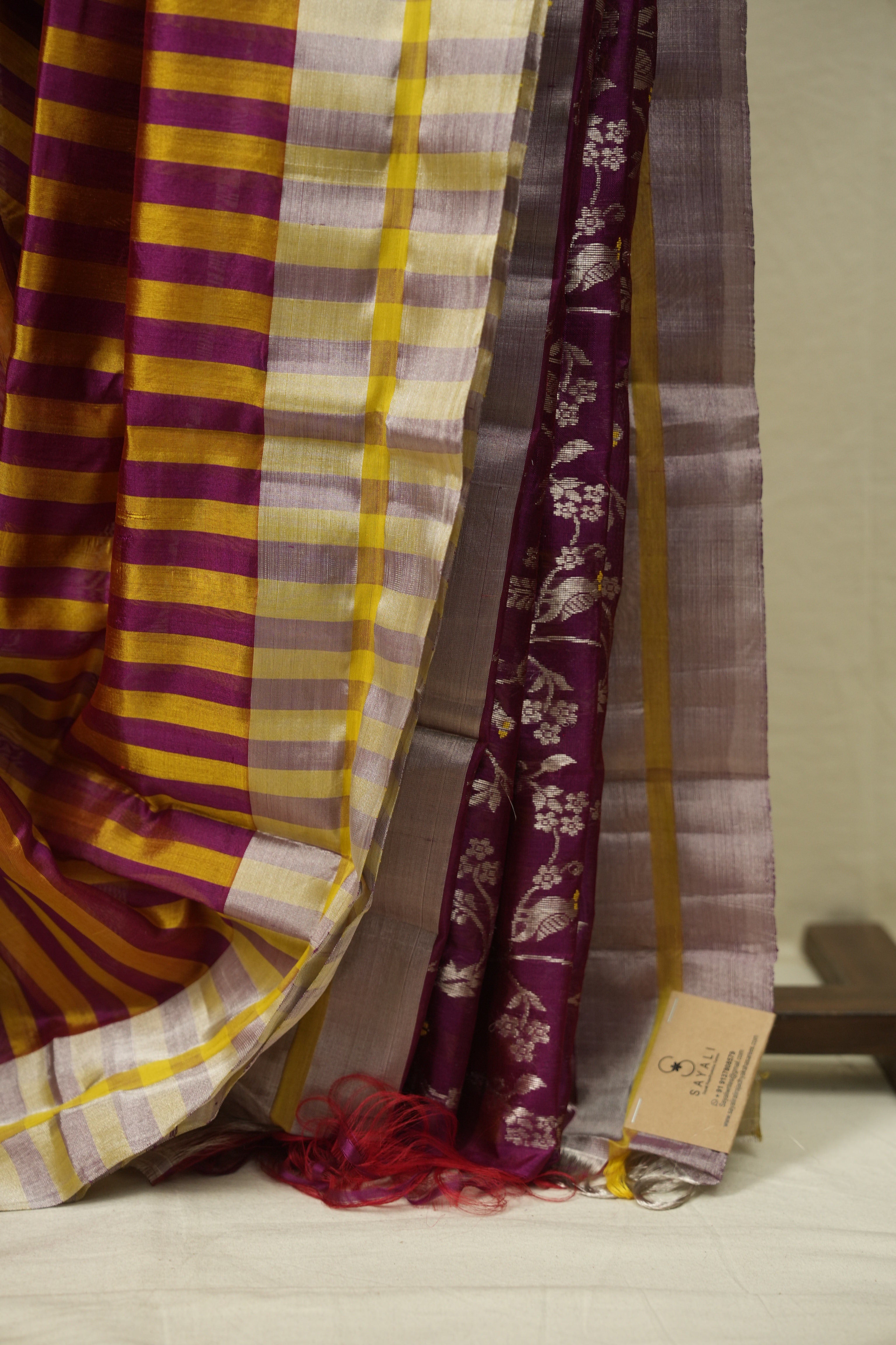 Red - Mustard Chanderi Silk Saree - SRRMCSS540