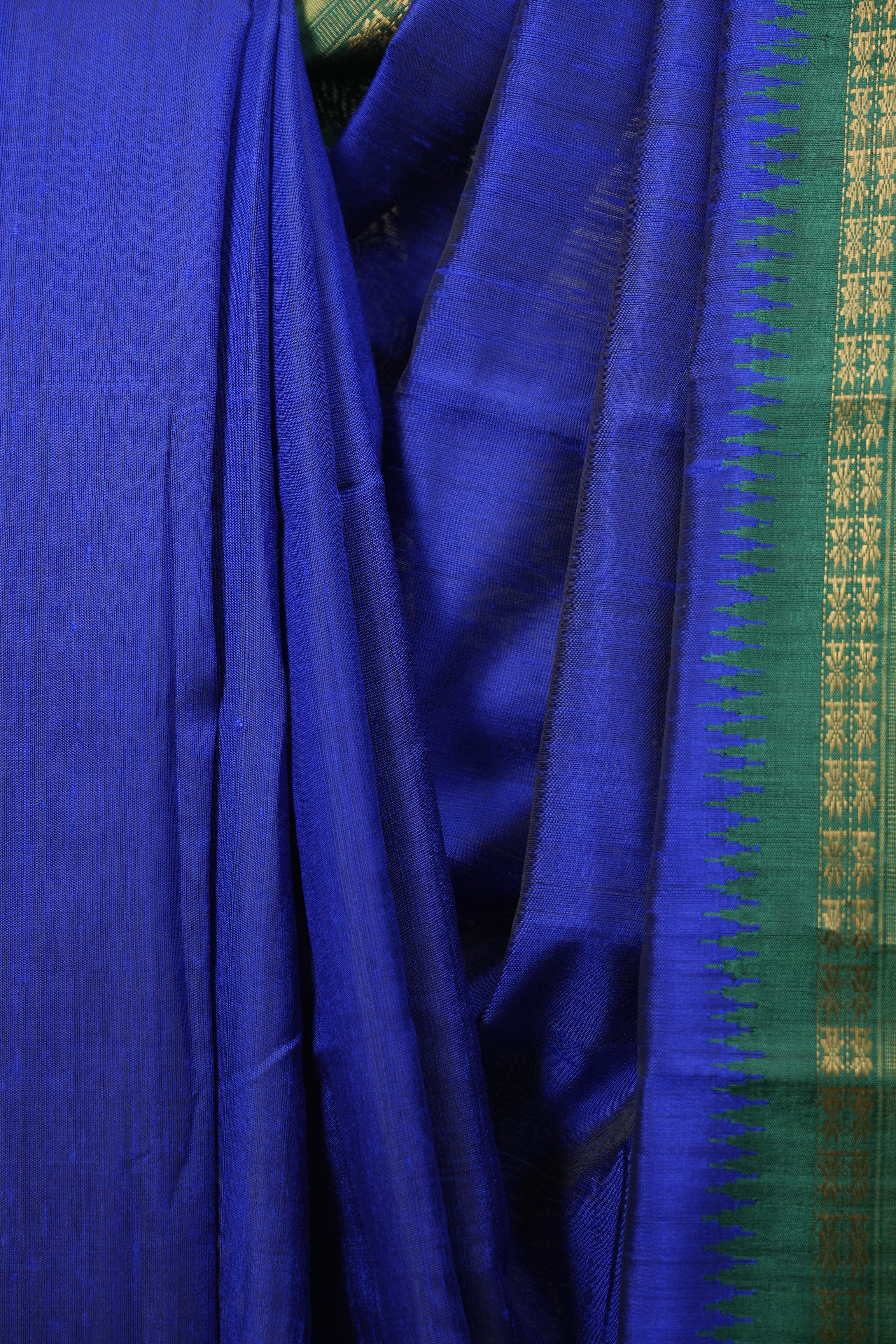 Blue Raw Silk Saree - SRBRSS1139