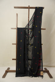 Black Bengal Mul Cotton Saree - SRBBMCS033