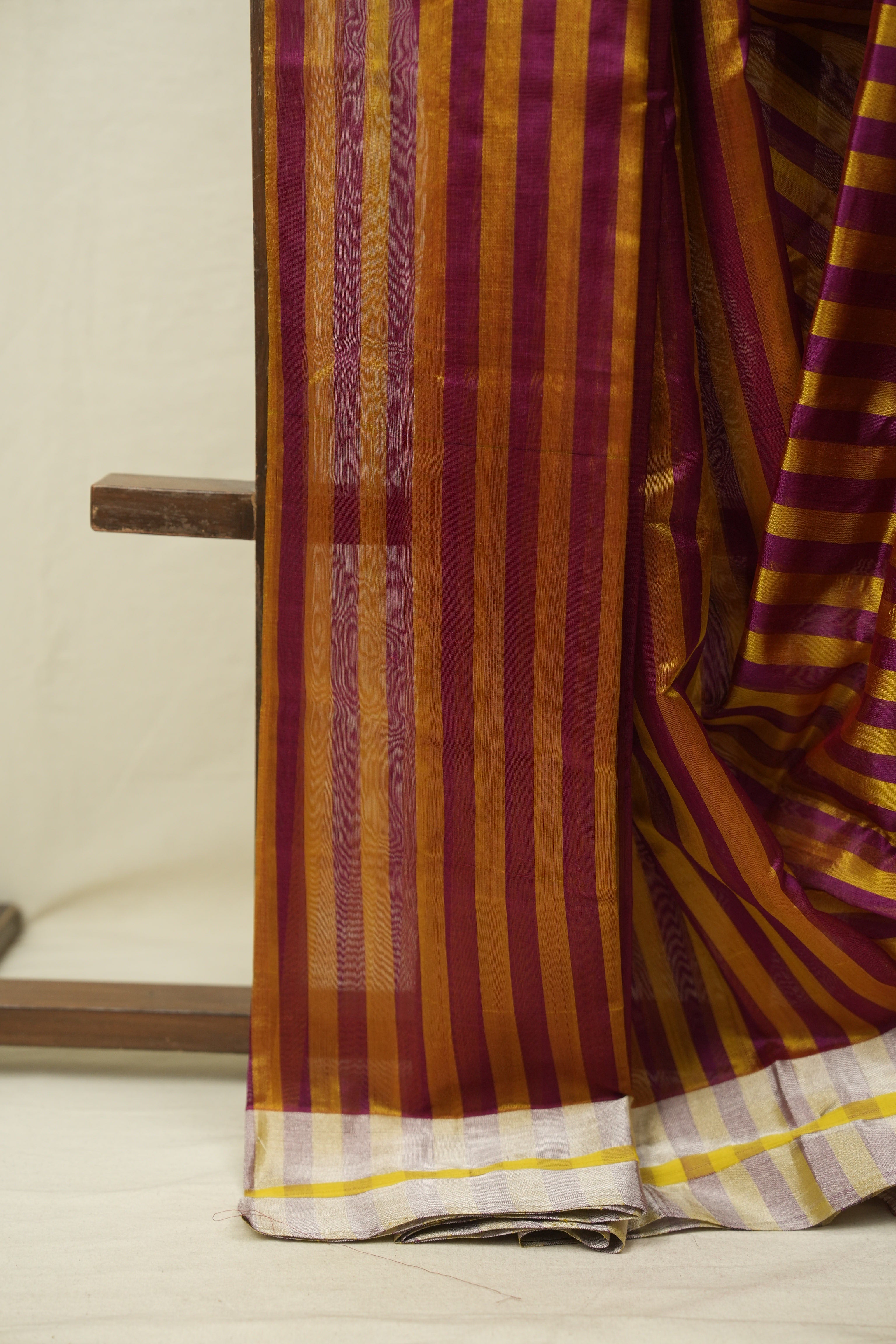 Red - Mustard Chanderi Silk Saree - SRRMCSS540