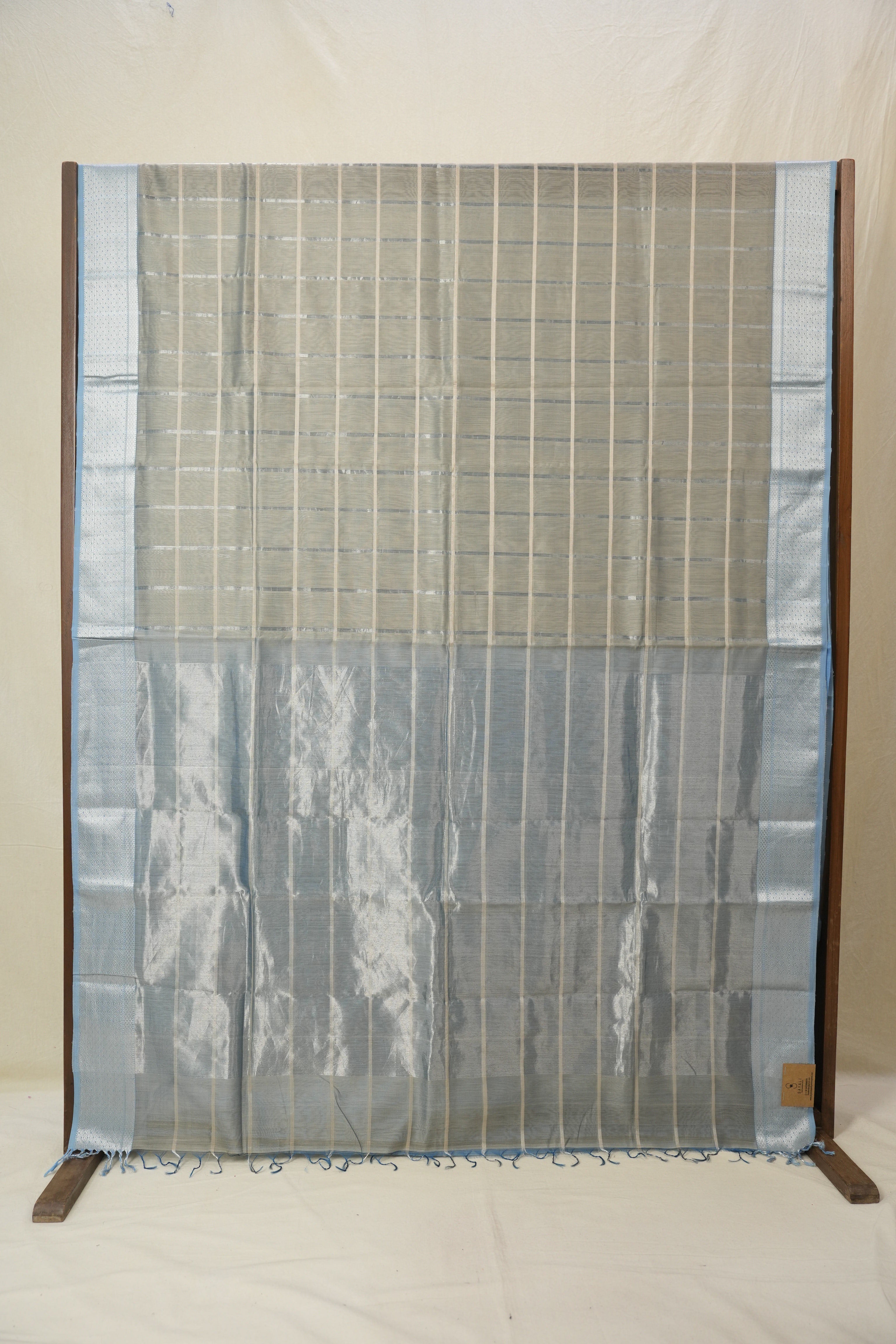 Metallic Grey Maheshwari Saree - SRMGMS1000
