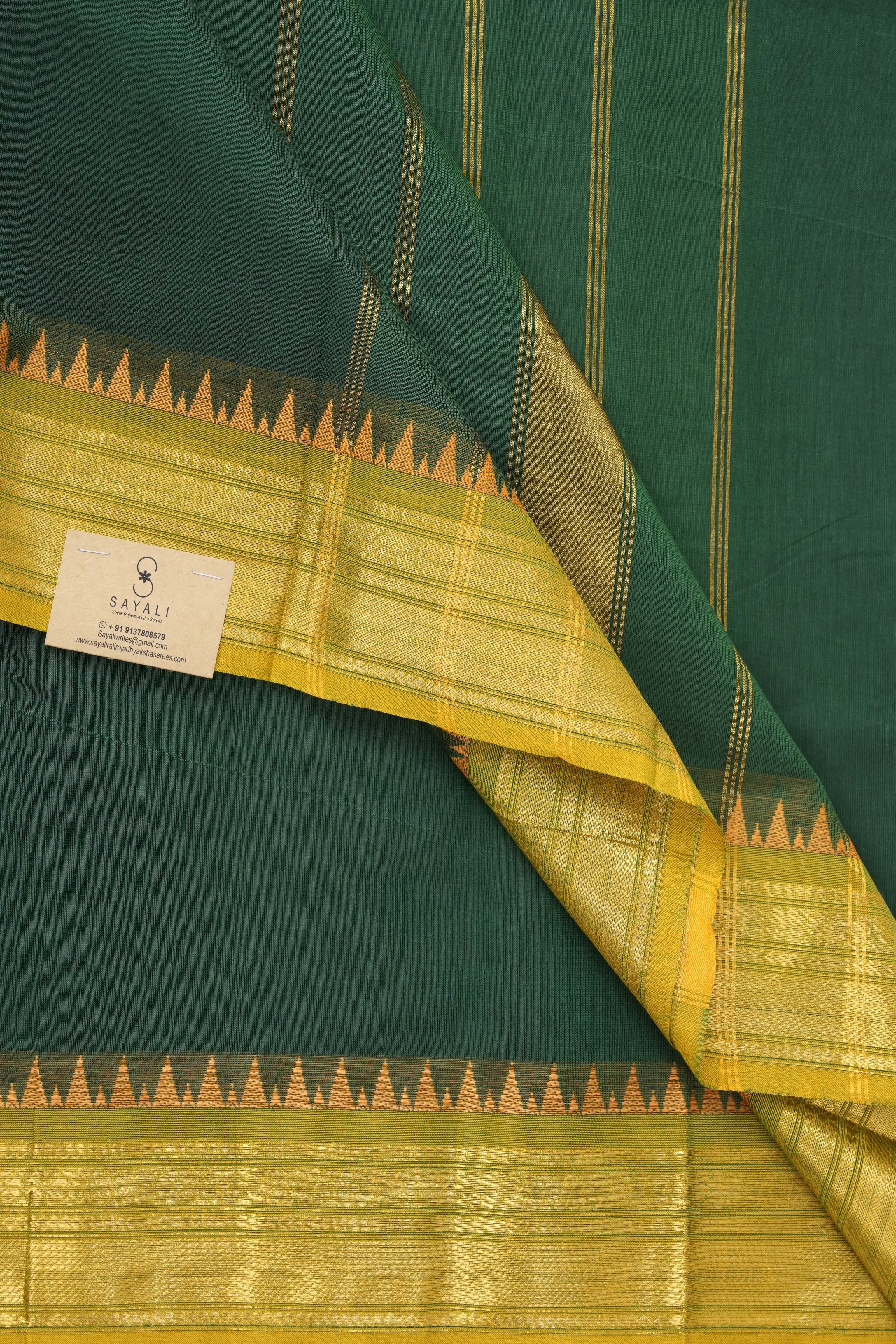 Deep Green Kanchi Cotton Saree - SRDGKCS1002