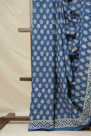 Indigo Blue HBP Cotton Saree - SRIBCS2991