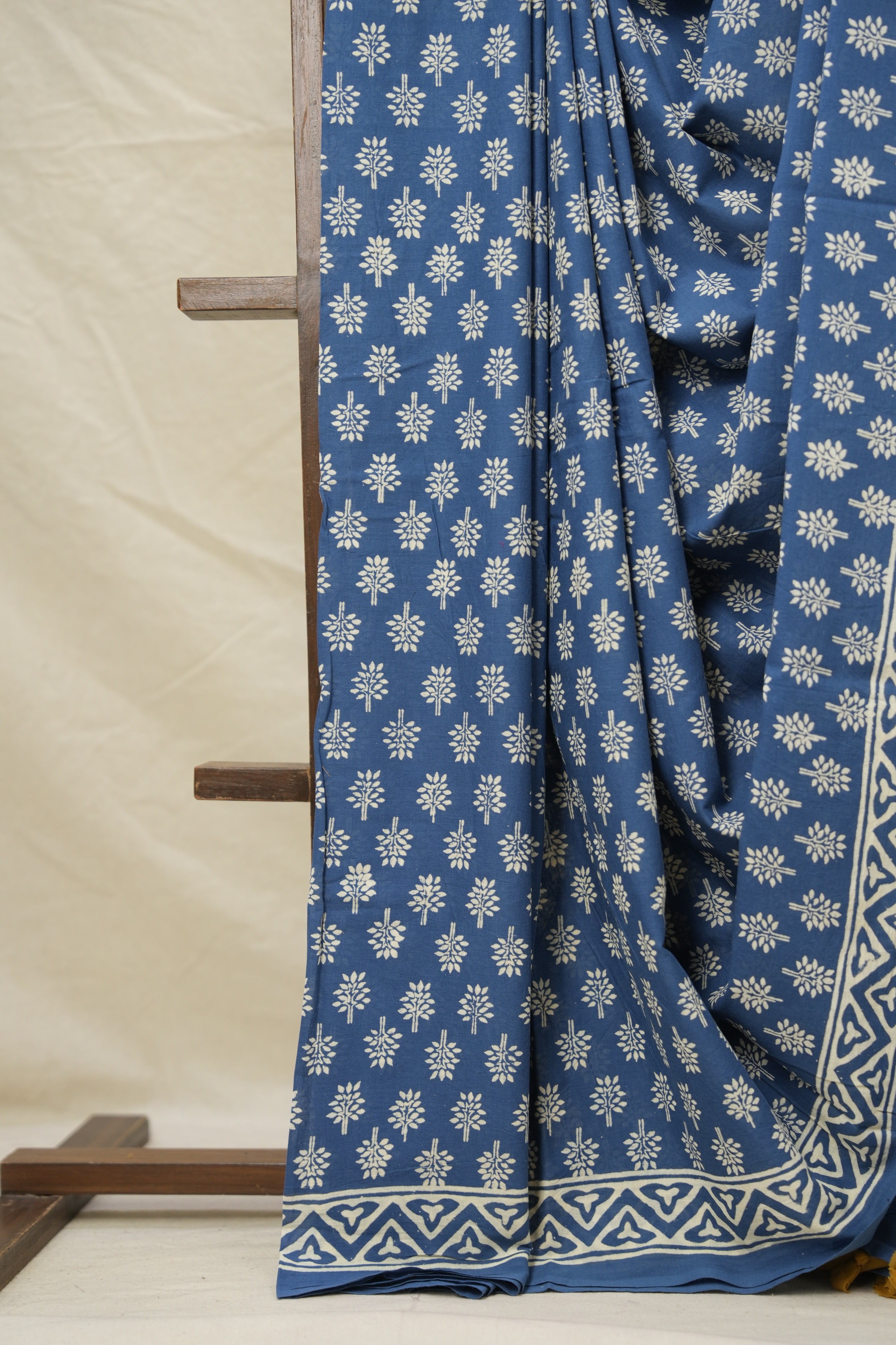 Indigo Blue HBP Cotton Saree - SRIBCS2991